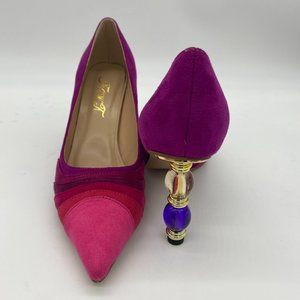 FOWT High Heel Pump Pointed Toe Rainbow Shoes
